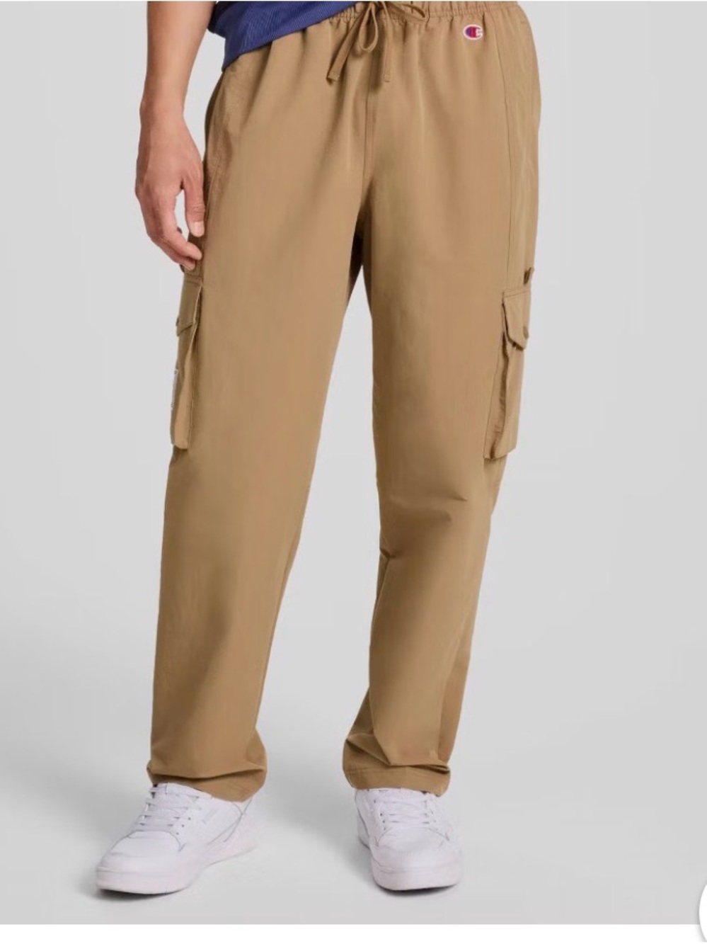Champion Men's Tan Cargo Pants with Drawstring Waist